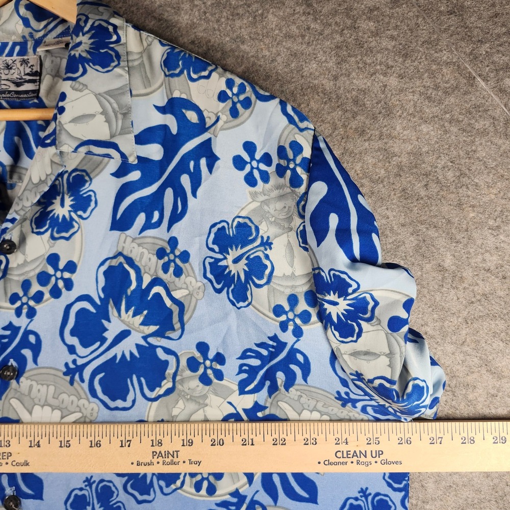 VTG Pineapple Connection Men XL Hawaiian‎ Shirt Aloha Blue Floral Hang Loose 90s - Picture 3 of 10